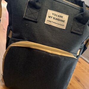 Blue and Tan Diaper Backpack